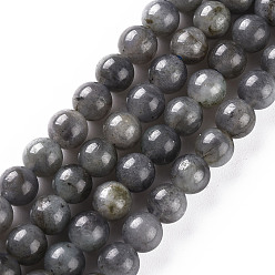 Larvikite Natural Black Labradorite Beads Strands, Grade AB+, Round, 8mm, Hole: 1mm, about 45~48pcs/strand, 15.3 inch