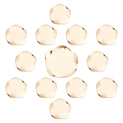 Real 18K Gold Plated Brass Pendants, Twist Flat Round, Real 18K Gold Plated, 16x15x1.5mm, Hole: 1mm, 20pcs/box