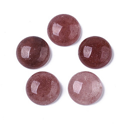 Quartz Crystal Natural Strawberry Quartz Gemstone Cabochons, Half Round, 18x6.5mm