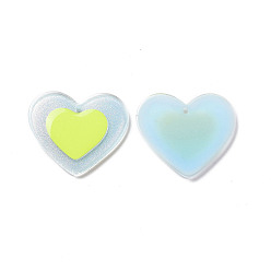 Light Sky Blue Acrylic Pendants, with Enamel and Glitter Powder, Heart Charm, Light Sky Blue, 25.5x29x2mm, Hole: 1.5mm