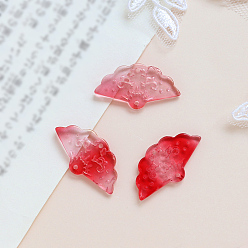 Red Handmade Lampwork Connector Charms, Fan Link, Red, 16x28mm