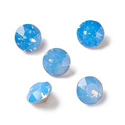 Air Blue Opal Opal Style K9 Glass Rhinestone Cabochons, Pointed Back & Back Plated, Diamond, Air Blue Opal, 6x4mm
