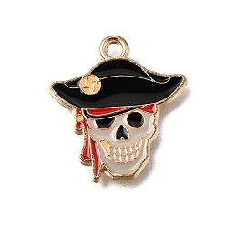 Skull Сплав с эмалевыми подвесками, морских прелести, золотой свет, чёрные, череп, 19.5x18x1.5 мм, отверстие : 1.6 мм