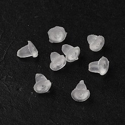 Прозрачный Пластиковые гайки для ушей, прозрачные, прозрачные, 4x4x4 мм, отверстие : 0.5 мм, о 10000шт / комплект.