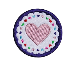Pink Love Heart Computerized Embroidery Cloth Iron on Patches, Stick On Patch, Costume Accessories, Appliques, for Valentine's Day, Pink, 50x50mm