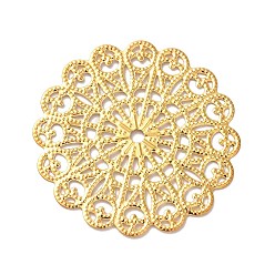 Golden Iron Filigree Joiners, Etched Metal Embellishments, Flower, Golden, 42x42x0.5mm, Hole: 2.8mm