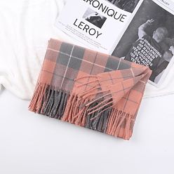 Light Coral Unisex's Long Plaid Polyester Tassels Scarf, Winter/Fall Warm Large Soft Tartan Shawls Wraps, Light Coral, 1750mm