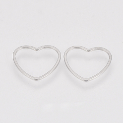 Stainless Steel Color 304 Stainless Steel Linking Ring, Heart, Stainless Steel Color, 10.5x11.5x1mm