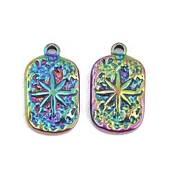 Rainbow Color Ионное покрытие (ip) 304 подвески из нержавеющей стали, прямоугольник со звездными подвесками, Радуга цветов, 18x10x2 мм, отверстие : 1.2 мм