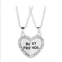 XL014-2 Silver Broken Heart Best Friends Necklace - Couple BFF Pendant Jewelry Set