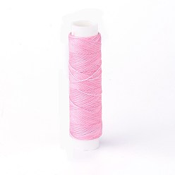 Pearl Pink Round Waxed Polyester Twisted Cord, Micro Macrame Cord, for Leather Projects, Bookbinding, Pearl Pink, 0.65mm, about 21.87 yards(20m)/roll