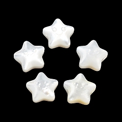 Floral White Natural White Shell Beads, Freshwater Shell, Star, Floral White, 10x10x4.5mm, Hole: 0.8mm