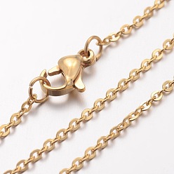 Золотой Ионное покрытие (ip) 304 ожерелье из нержавеющей стали, кабельные цепи, с омаром застежками, золотые, 17.72 дюйм (450 мм), 1.5 мм