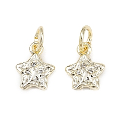 Настоящее золото 14K Латунные микро проложить кубического циркония подвески, звезды прелести, с целью перехода в кольце, реальный 14 k позолоченный, 11x9x2 мм, отверстие : 4 мм