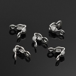 Silver 925 Sterling Silver Bead Tips, Silver, 8x4mm, Hole: 1mm, Inner Diameter: 3mm, Center hole about 0.6mm