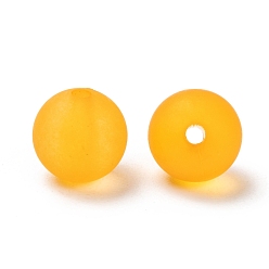 Orange Round Transparent Acrylic Beads, Frosted, Orange, 10mm, Hole: 2mm, about 880pcs/500g