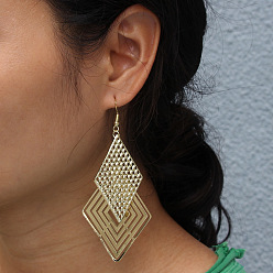 golden European and American Fashion Hollow Metal Pendant Earrings - Geometric Ear Jewelry for Women.