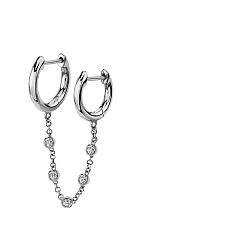 Platinum (per piece) Chic Diamond Chain Handcuff Earrings for Trendy Girls - S925 Ear Cuffs & Studs