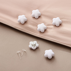 White Plum Blossom Plastic Duvet Cover Clips, with Needle, Bed Cover Holder, Quilt Retainer Clip, Bed Sheet Clip, White, 35mm