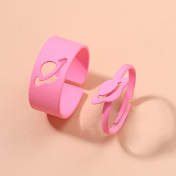 frisbee Romantic Pink Hollow Dolphin Animal Ring Set for Couples - Stackable, Unique Design