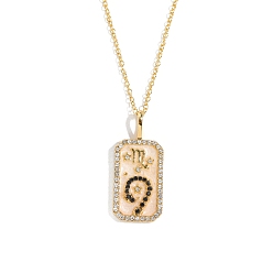 Scorpio Brass Micro Pave Cubic Zirconia Rectangle with Constellation Pendant Necklaces, with Enamel, Cable Chain Necklace for Women, Scorpio, 15-3/4 inch(40cm)