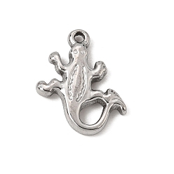 Edelstahl Farbe 304 Edelstahl Anhänger, Gecko-Anhänger, Edelstahl Farbe, 18.5x15x3 mm, Bohrung: 1.5 mm