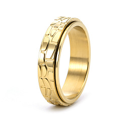 Golden Textured Titanium Steel Rotating Finger Ring, Fidget Spinner Ring for Calming Worry Meditation, Golden, US Size 5(15.7mm)