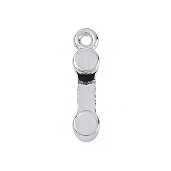 Платина Поручни из сплава, кулон-слайдер, торцевые крышки слайдера, платина, 17x4x4.5 мм, отверстие : 1.4 мм, внутренний диаметр: 10 мм