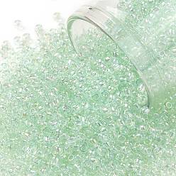 (172D) Dyed Pastel Green Transparent Rainbow Круглые бусины toho, японский бисер, (172 г) окрашенная в пастельно-зеленый цвет прозрачная радуга, 11/0, 2.2 мм, отверстие : 0.8 мм, Около 1110 шт / 10 г