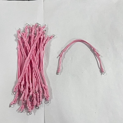 Бледно-Розовый 20шт. регулируемый корейский вощеный полиэстеровый шнур для изготовления браслетов, 304 кольца прыжок из нержавеющей стали, цвет нержавеющей стали, розовый жемчуг, 9-1/4 дюйм (23.5 см)