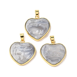 Гейнсборо Подвески лэмпворк ручной работы, с латунной фурнитурой , долговечный, без свинца и без кадмия, сердце прелести, светло-серые, 28x26x4 мм, отверстие : 6.5x4 мм