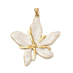 Белый 304 подвески из нержавеющей стали, с эмалью, , ионное покрытие (ip), реальный 18 k позолоченный, белые, 47.5x44.5x3 мм, отверстие : 3x5 мм