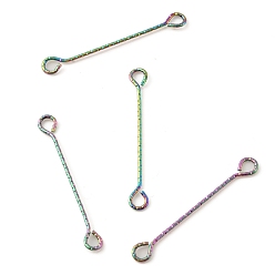 Rainbow Color Ion Plating(IP) 316 Surgical Stainless Steel Eye Pins, Double Sided Eye Pins, Rainbow Color, 24 Gauge, 30x3.5x0.5mm, Hole: 2.5x1.9mm