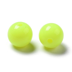 Yellow Fluorescent Acrylic Beads, Round, Yellow, 10mm, Hole: 2mm, about 850pcs/500g