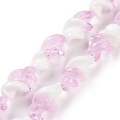 Pink Бусы лэмпворк ручной работы, твист, розовые, 23~23.5x12~13 мм, отверстие : 1 мм, около 18 шт / нитка, 17.13'' (43.5 см)