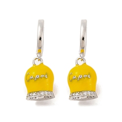 Желтый Женские серьги-кольца из латуни и эмали, без свинца и без кадмия, реальный 18 k позолоченный, желтые, 30 мм