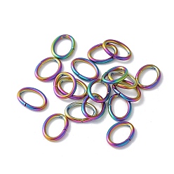 Rainbow Color Ионное покрытие (ip) 304 запорные кольца из нержавеющей стали, открытые кольца прыжок, овальные, многоцветные, 18 датчик, 8x6x1 мм, внутренний диаметр: 4x6 мм