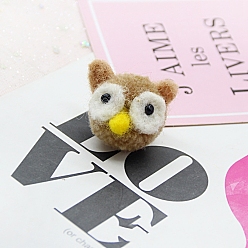 Tan Owl Handmade Wool Felt Ornament Accessories, for DIY Children Hair Tie, Tan, 30x30mm