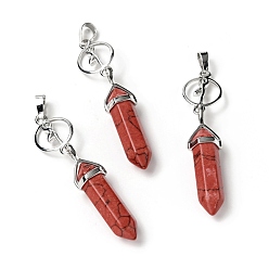 Synthetic Turquoise Synthetic Turquoise with Brass Pendants, Cadmium Free & Lead Free, Bullet Shaped, 65~70mm, Hole: 4.6mm