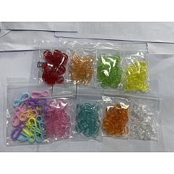Mixed Color 228pcs 12 style Transparent Acrylic Linking Rings, Quick Link Connectors, for Cable Chains Making, Alloy Swivel Lobster Claw Clasps, Mixed Color, Rings: about 15.5x11x6mm, Inner Diameter: 4.5x10.5mm, 8colors
