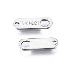 Stainless Steel Color 201 Stainless Steel Chain Tags, Stamping Blank Tag, Chain Extender Connectors, Oval with Word S.Steel, Stainless Steel Color, 11x3.5x0.5mm, Hole: 1.2mm & 2mm