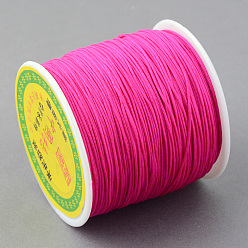 Темно-Розовый Плетеной нейлоновой нити, китайский шнур для завязывания бисера шнур для изготовления ювелирных изделий из бисера, темно-розовыми, 0.8 мм, около 100 ярдов / рулон