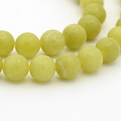 Olive Jade Natural Olive Jade Round Bead Strands, 4mm, Hole: 1mm, about 98pcs/strand, 15.7 inch