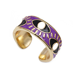 CR0356DX Purple Colorful Evil Eye Ring with Minimalist Design and Unique Opening, for Index Finger.