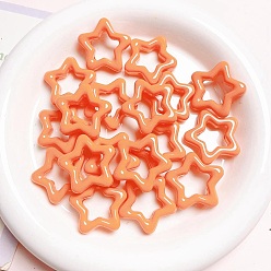 Coral Spray Painted Acrylic Linking Ring, Star Connector, Coral, 27x27mm, Inner Diameter: 15x15mm