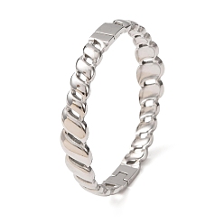 Stainless Steel Color 304 Stainless Steel Hollow Twisted Chain Open Hinged Cuff Bangles, Tarnish Free, Stainless Steel Color, Inner Diameter: 1.99x2.34 inch(5.05x5.95cm)