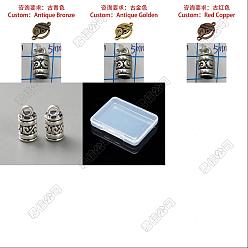 Couleur Mélangete 200 pcs 4 styles extrémités de cordon en alliage de style tibétain, colonne, couleur mixte, 9~12.5x5.5~7mm, Trou: 2mm, 50 pcs / style
