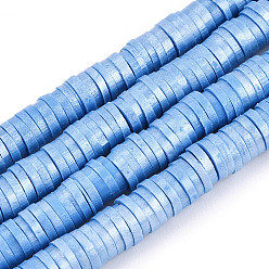 Небесно-голубой Бусины из полимерной глины , для поделок ювелирных изделий, Диск / плоские круглые, голубой, 6x1 мм, отверстие : 2 мм