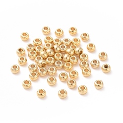 Real 18K Gold Plated 304 Stainless Steel Beads, Round, Real 18K Gold Plated, 4x3mm, Hole: 2mm