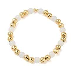 Прозрачный Женские браслеты из круглых бусин из латуни и стекла, стойки покрытие, без свинца и без кадмия, долговечный, реальный 18 k позолоченный, прозрачные, внутренний диаметр: 2 дюйм (5.1 см)